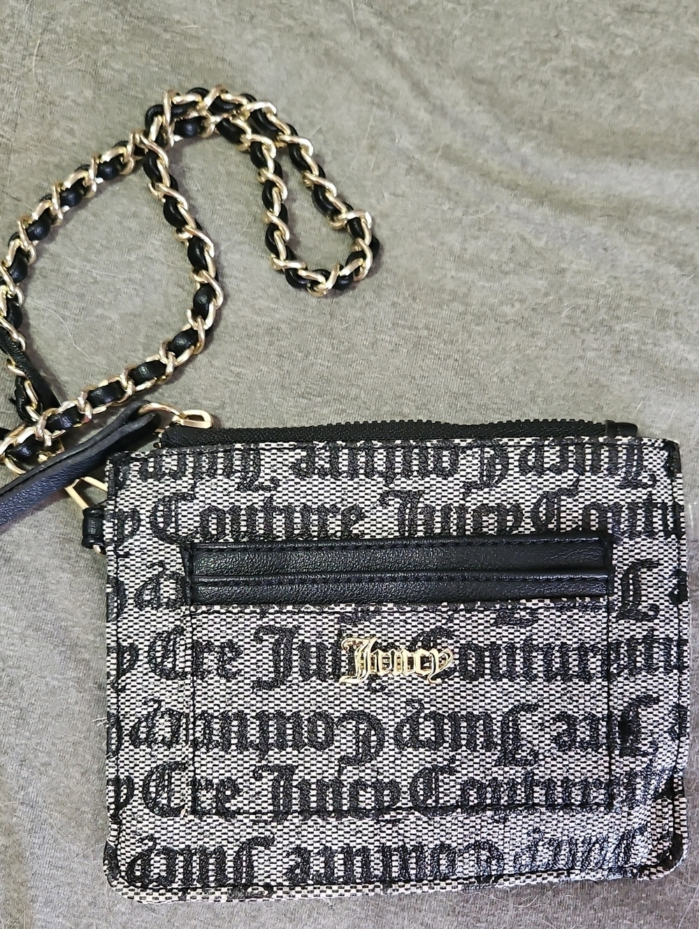 Juicy Couture Black & White Logo Chain Wristlet